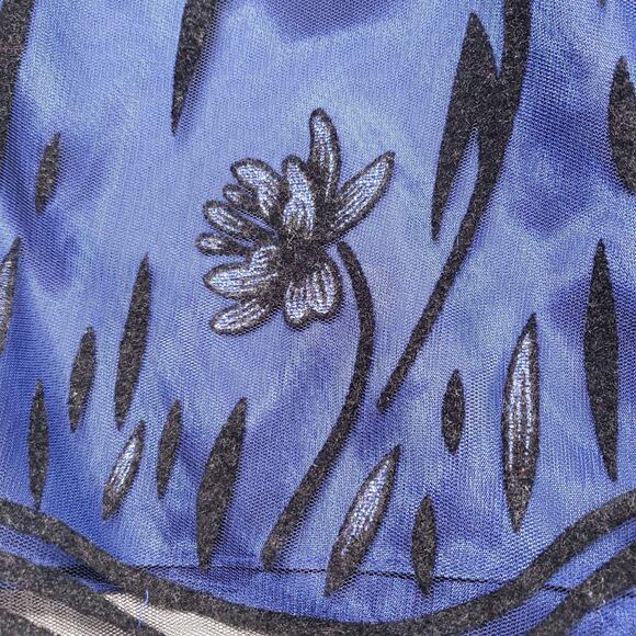 Vintage Virgo II Cocktail Dress Womens 6 Blue Velvet Burnout Sheer Goth Fairy - Picture 14 of 16